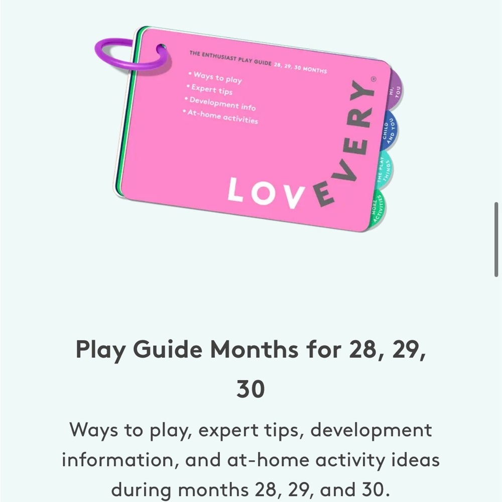 Lovevery Play Guide Months for 28, 29, 30 (NWT)
